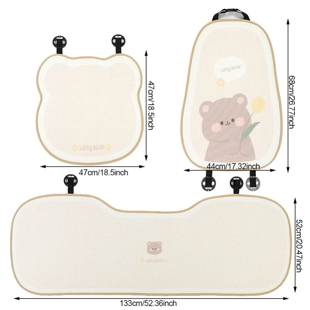Bear Cartoon Bear Car Seat Cushion Protector Mat Breathable Summer Breathable Seat Pad Honeycomb Dust Proof Car Ice Silk Cushion
