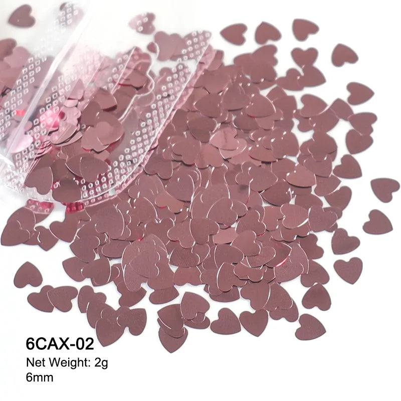 2g Holographic Nail Art Glitter Shiny Sweet Love Red Heart Flakes Sequins 3D Nail Paillette Manicure Valentine's Day Decorations