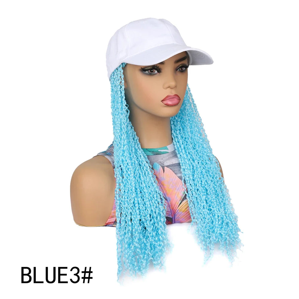 SQRDGQ Synthetic Braided Hair Hat Wigs for Woman 14inch Bug Black Blonde Braided Extensions with Baseball Cap Woman Wigs