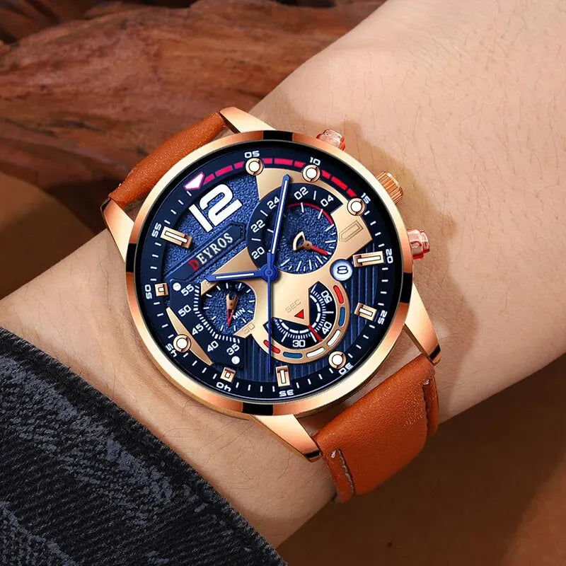 Juego de 2 relojes de lujo con calendario para hombre