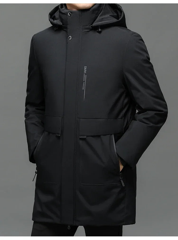 Chaquetas con capucha para hombre, ropa de abrigo informal, parkas largas para hombre, nuevas parkas impermeables y cálidas para otoño e invierno, abrigo tipo parka, 2 PIEZAS Parkas de invierno