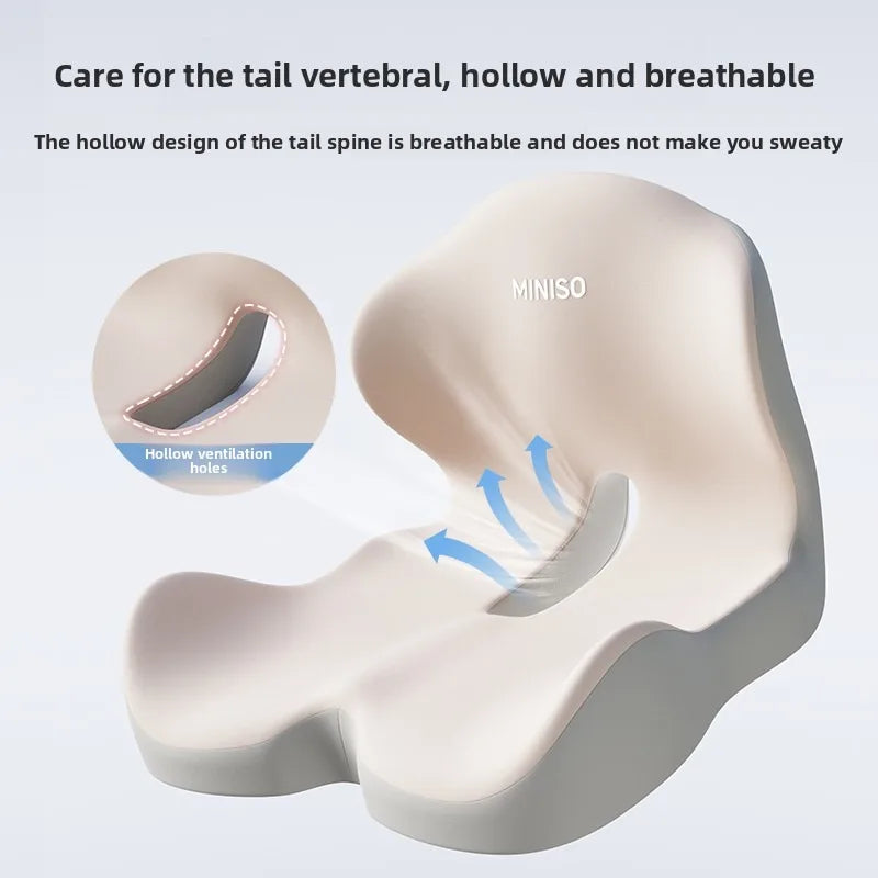 Cojín de espuma viscoelástica de una pieza para oficina, embellecedor de caderas, alivia la columna y con soporte lumbar.
