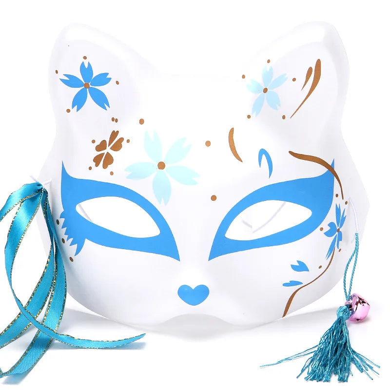 Máscara de conejo de estilo japonés, máscaras de media cara, zorros, conejo, accesorios de cosplay, máscaras de fiesta de disfraces de Halloween, máscara de anime para mujeres y hombres