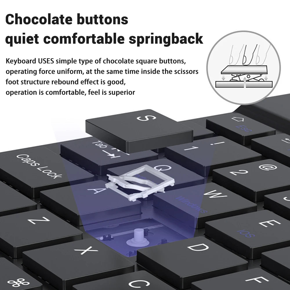 Teclado y ratón inalámbricos Bluetooth para IOS Android Windows Tablet para iPad Air Mini Pro teclado español coreano portugués ruso