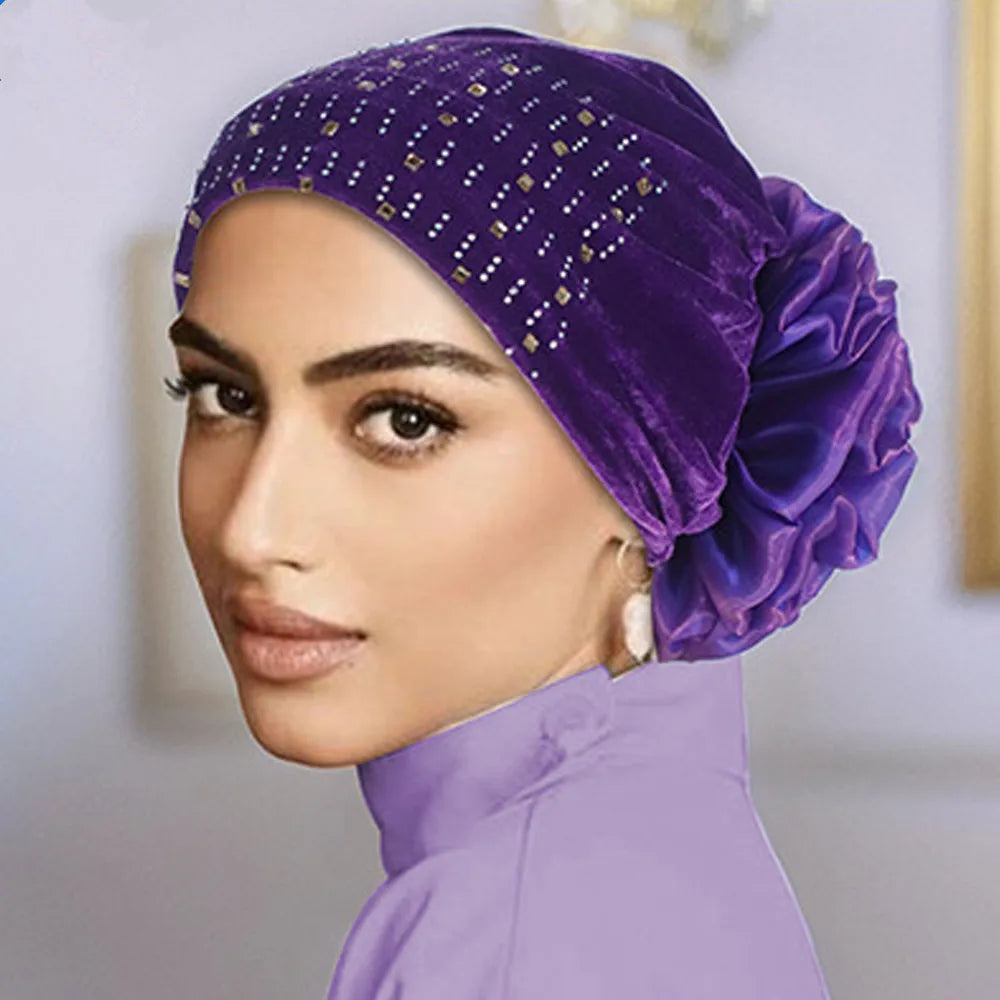 Velvet Flower Turban Hijab