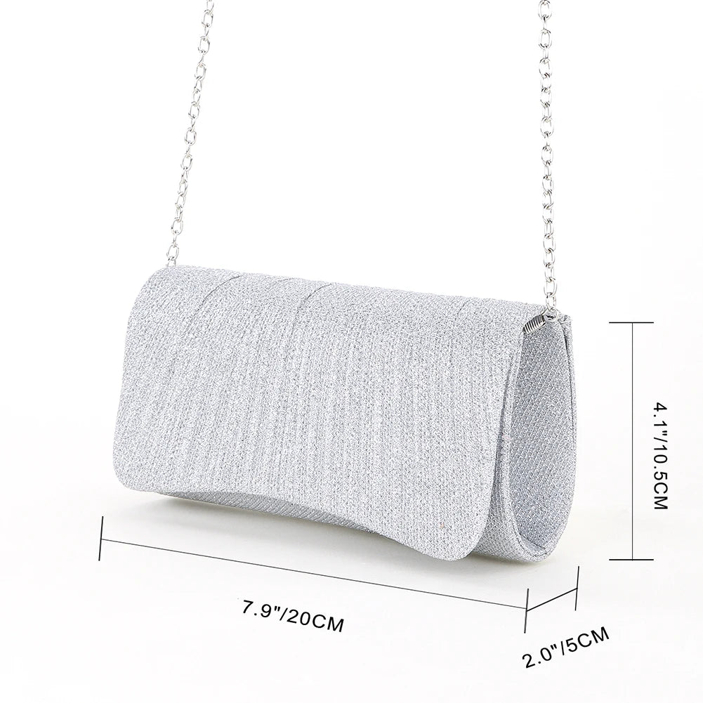 Bolso Bandolera Brillante para Mujer, Elegante Bolso de Hombro con Brillantina, Bolso de Mano con Cadena a la Moda, Bolso Tote para Damas, Chic Clutch de Noche para Bodas
