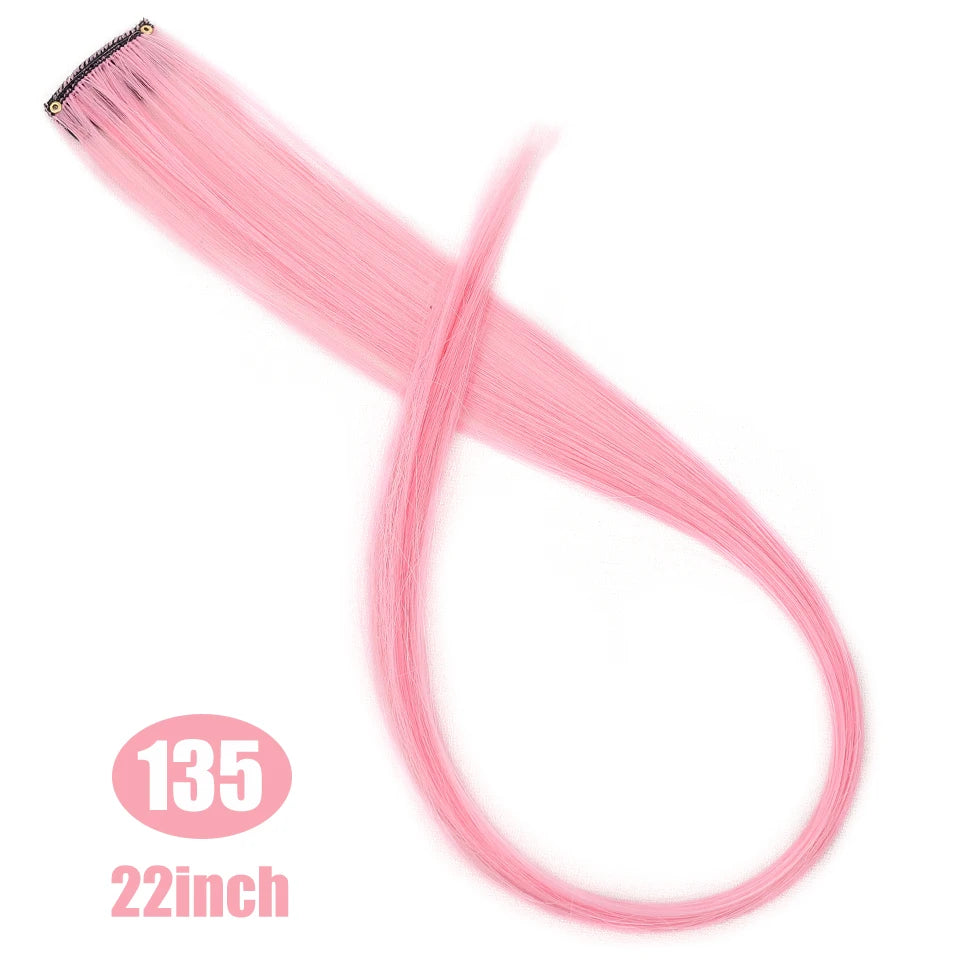 Extension capillaire synthétique Lupu, mèches arc-en-ciel, une seule pièce, épingle à cheveux, cheveux longs et raides, pour faux cheveux