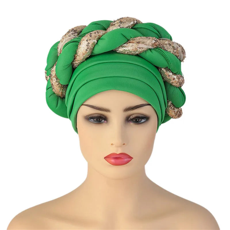 Sequin Braid African Turban