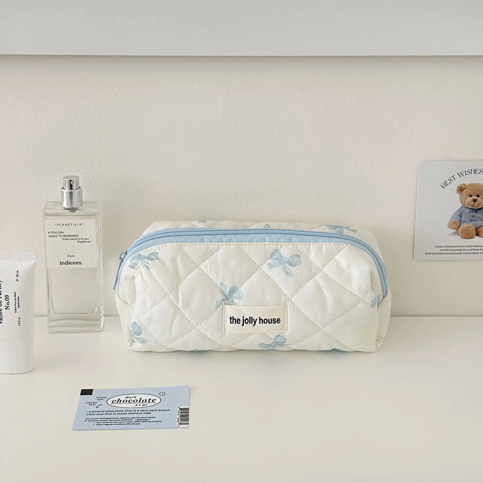 Bolsa de cosméticos para mujerBolsa de viaje para artículos de aseo Bolsa de maquillaje con lazo Bolsa de almacenamiento de maquillaje de moda Neceser organizador de bolso Kosmetiktasche