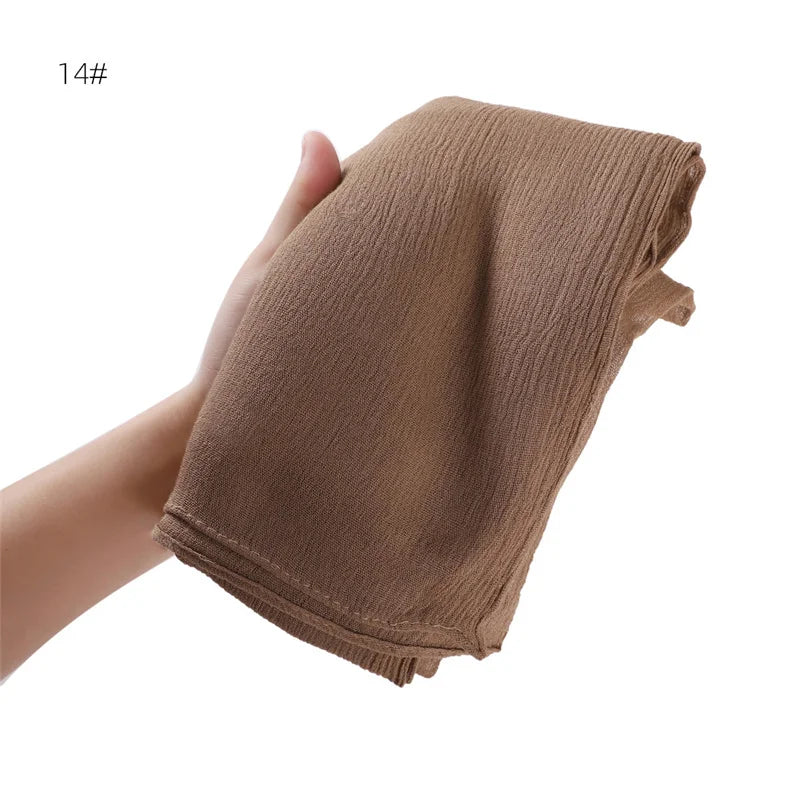 Pañuelo Hiyab de Algodón y Rayón de Color Liso para Mujer, Pañuelo Grande Musulmán, Chales, Diadema Musulmana para Mujer, Turbante Islámico, Pañuelo Bandana