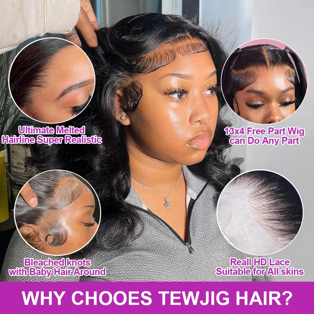 Body Wave Bob Wig 13x6 Transparent Lace Frontal Wig Brazilian Glueless Human Hair Wigs Virgin Remy Hair13x4 Lace Front Wig 250%