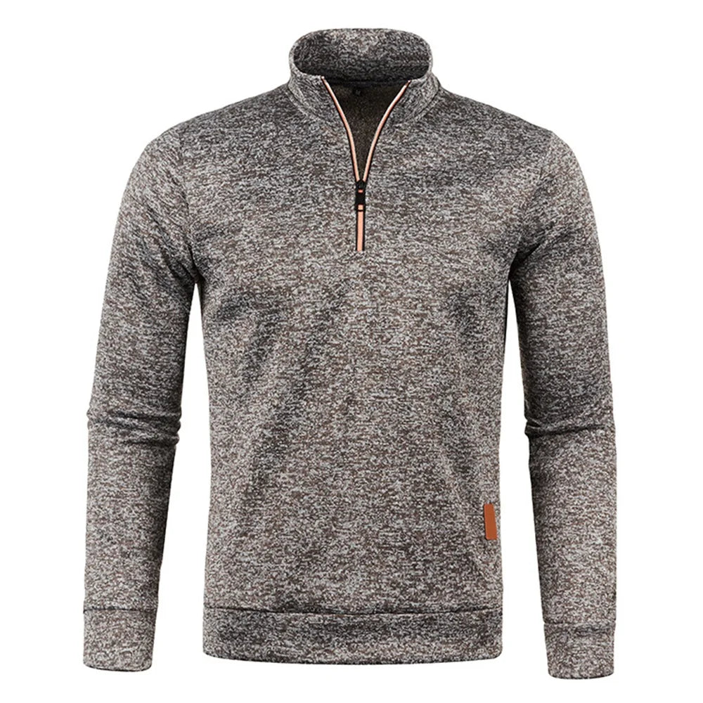 Sudadera de hombre, primavera, más gruesa, tipo pulóver, con media cremallera, para hombre, sudadera con capucha, sudadera de exterior, otoño, color liso, cuello alto