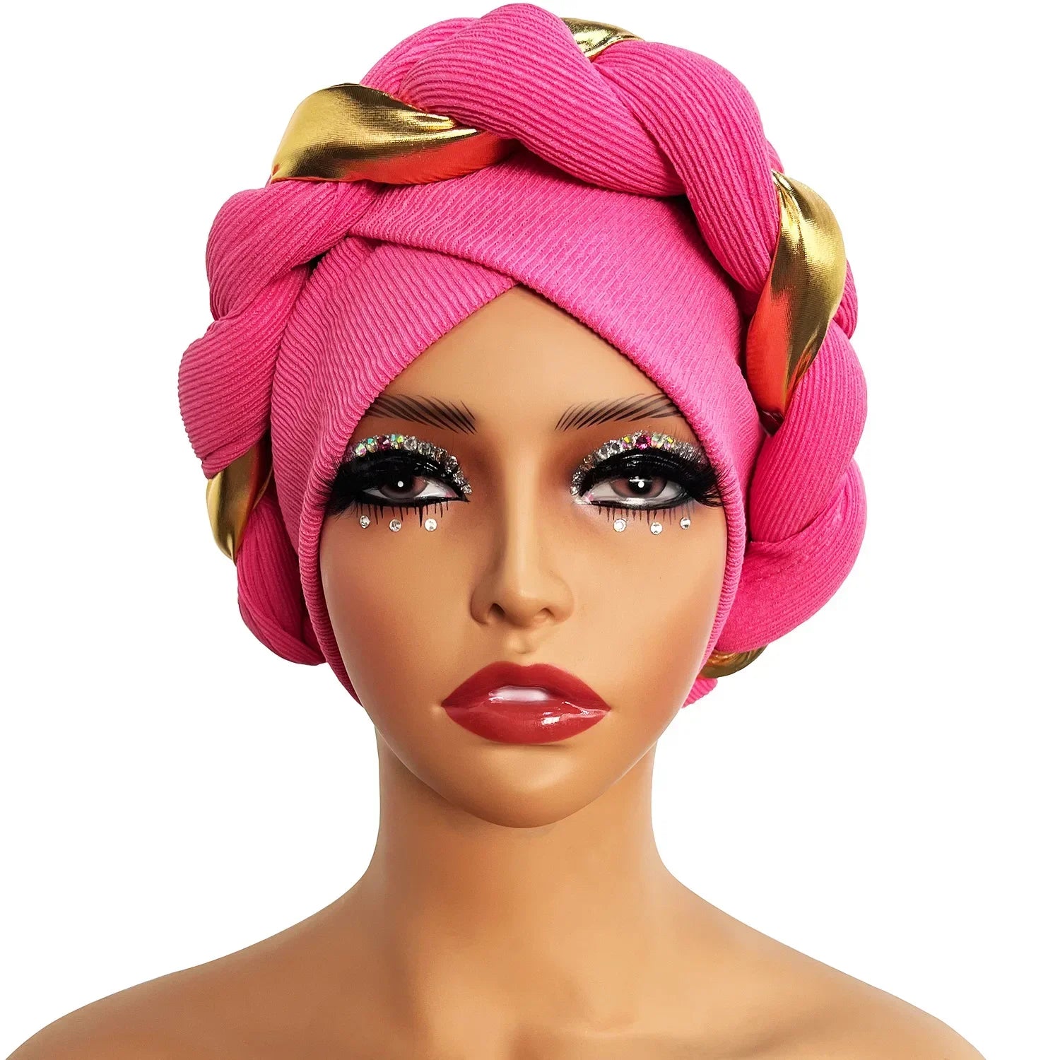 Moda Africana Turbante Africano Gorros Autogele Turbante para Mujer Envolturas de Cabeza Musulmanas Femeninas