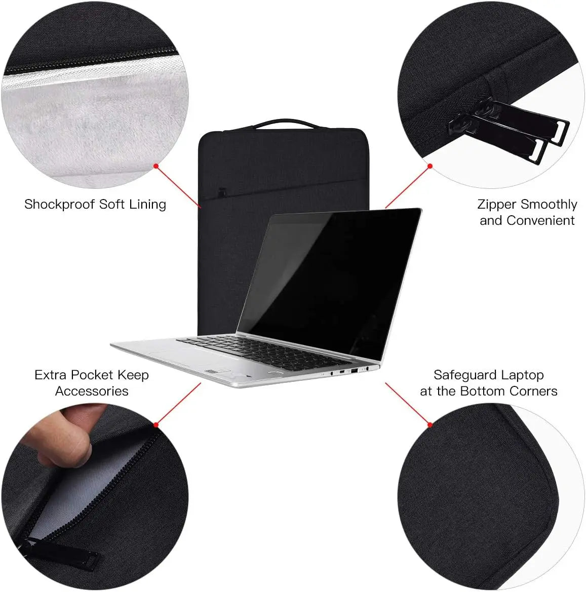 Funda para portátil de 15,6" para Lenovo IdeaPad/ThinkPad HP 15,6" Pavilion Envy x360 ASUS Chromebook Dell Inspiron Acer Bolso de mano
