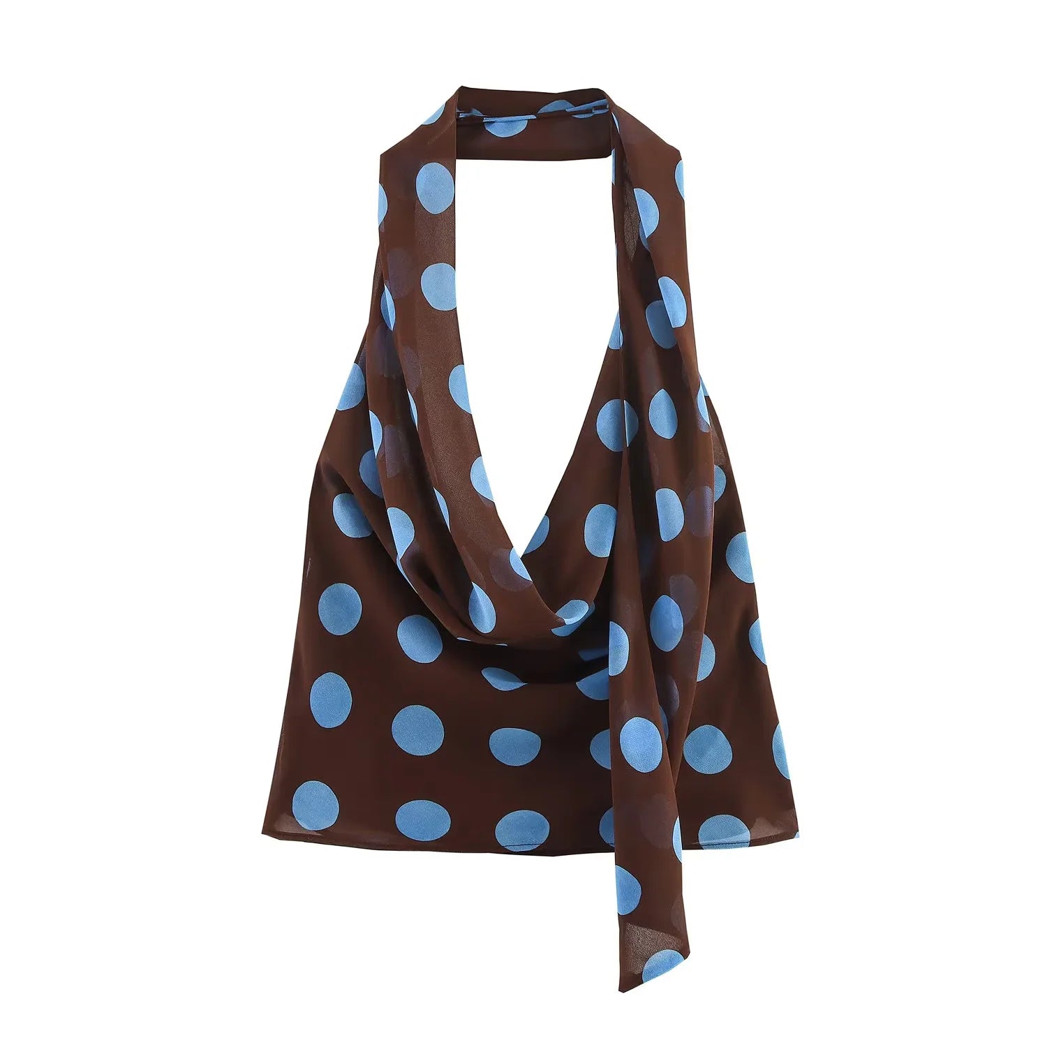 TRAF Faldas Midi Estampadas de Lunares Conjuntos de Dos Piezas para Mujer Trajes Chic de Top Halter con Pañuelo de Verano Conjuntos de 2 Piezas para Mujer de Playa