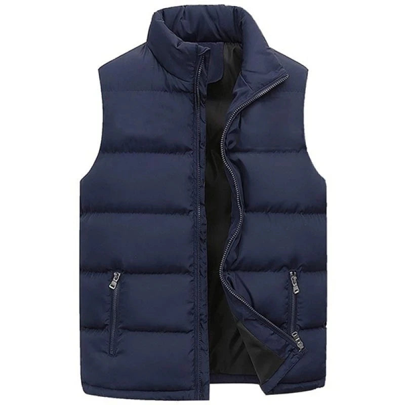 Chaleco de hombre, cálido sin mangas, chaquetas de invierno, impermeable, cremallera, abrigo de otoño, cuello alto, informal, chaleco, ropa de marca
