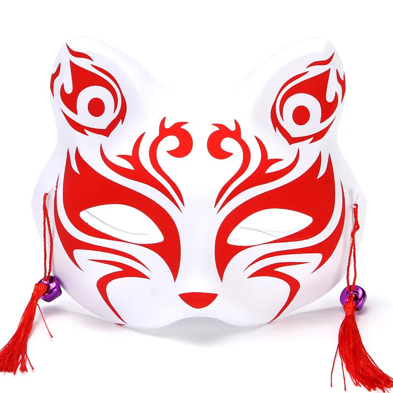 Máscara de conejo de estilo japonés, máscaras de media cara, zorros, conejo, accesorios de cosplay, máscaras de fiesta de disfraces de Halloween, máscara de anime para mujeres y hombres