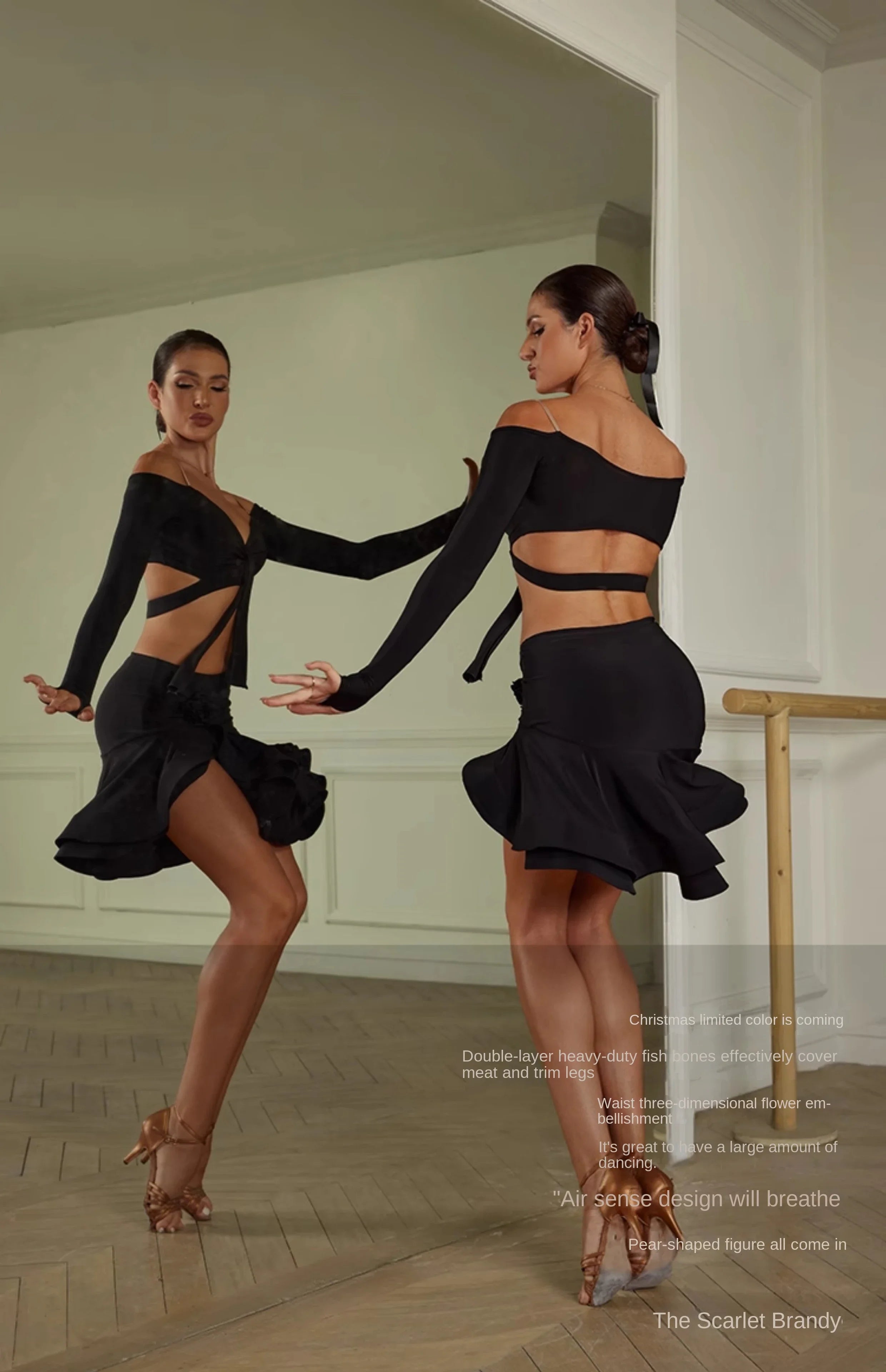 Sexy Off Shoulder Latin Top Ruffled Skirts Latin Dance Costume Stage Performance Clothes Samba Tango Dance Wear Set for Women