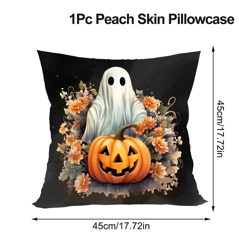 Funda de cojín de lino de Halloween, funda de almohada con temática de truco o trato, funda de almohada de calabaza y fantasma de dibujos animados, decoración para fiesta de Halloween 2025