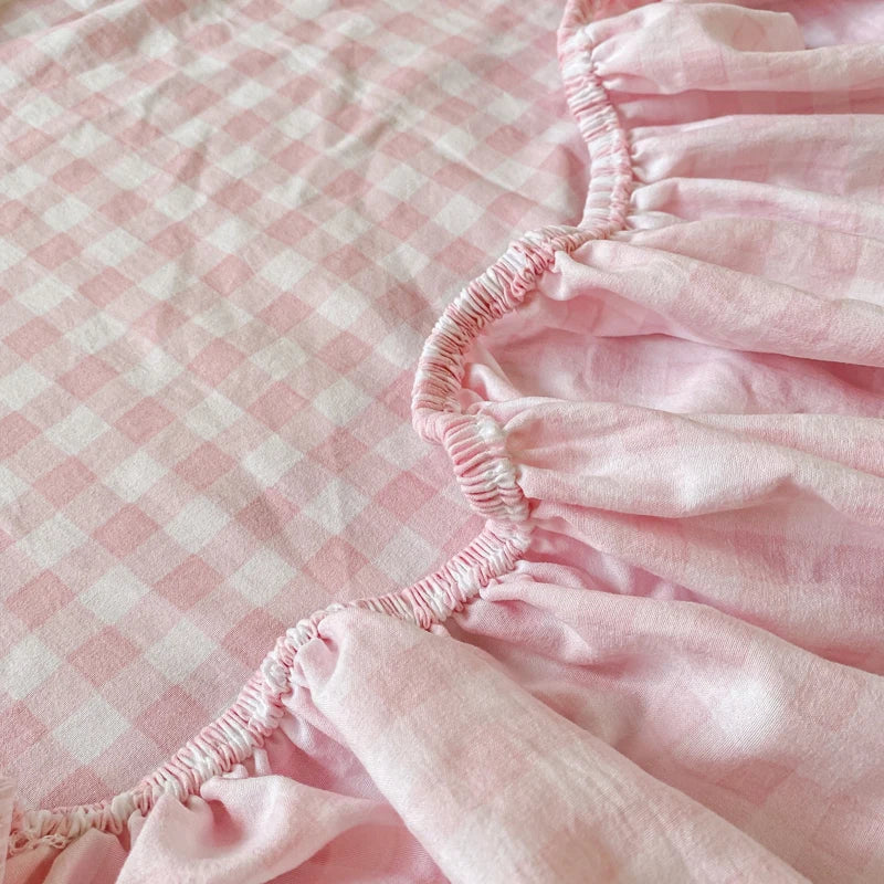 Sábana Ajustable Estilo Plaid, Funda de Cama Suave para la Piel, Sábana Elástica para Habitación de Niñas y Niños, Ropa de Cama para el Hogar (Sin Funda de Almohada)