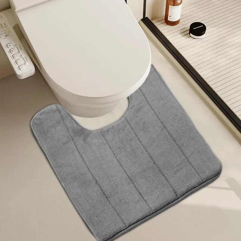 Bathroom Mats Toilet Mat Anti-skid Toilet Bath Mat Comfortable U-shaped Maximum Absorbent Bath Rugs Machine Wash Easier To Dry