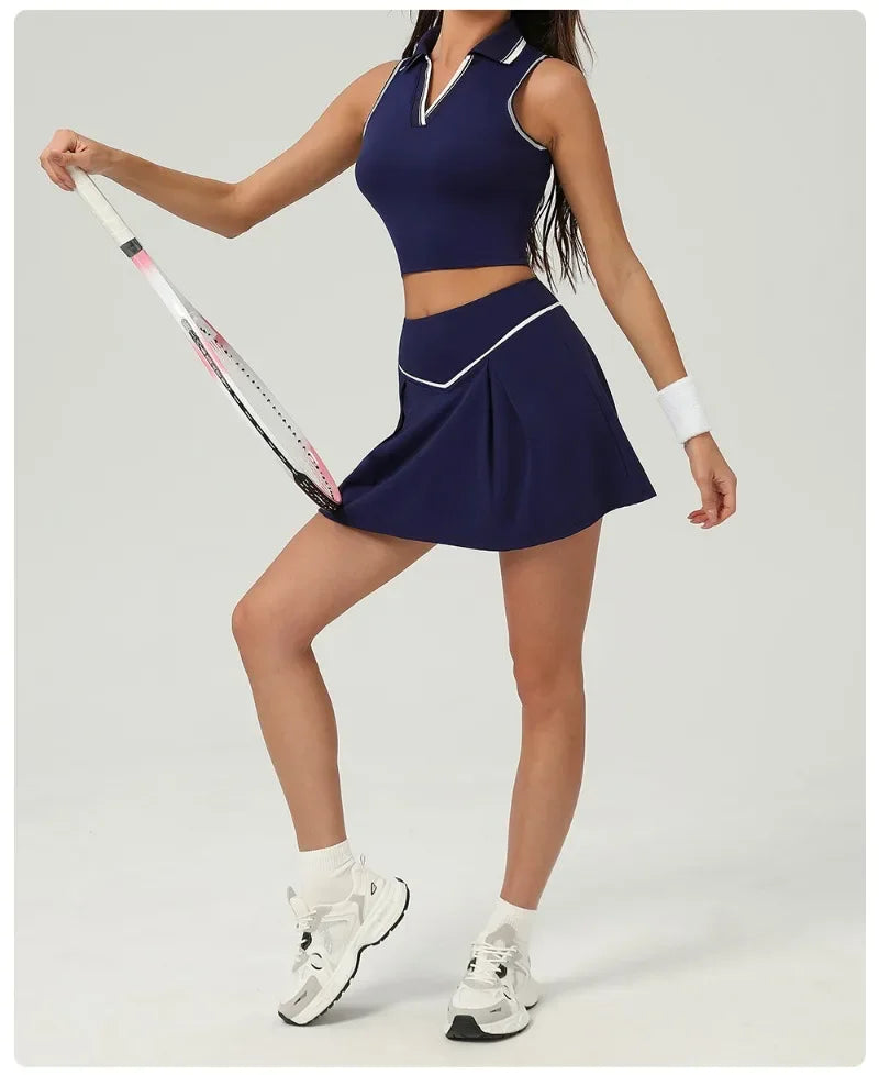 Conjuntos de Falda de Tenis Deportes Fitness Golf Bádminton Correr Ocio Faldas Cortas Ropa de Entrenamiento Trajes de Gimnasio Yoga para Mujeres