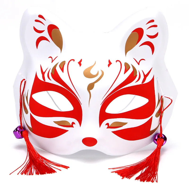 Máscara de conejo de estilo japonés, máscaras de media cara, zorros, conejo, accesorios de cosplay, máscaras de fiesta de disfraces de Halloween, máscara de anime para mujeres y hombres