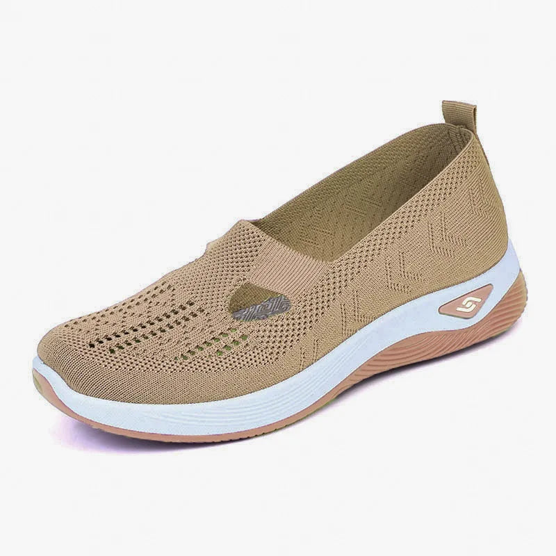 Zapatillas de verano para mujer de malla transpirable, ligeras, sin cordones, plataforma plana, informales, antideslizantes para caminar, tejidas