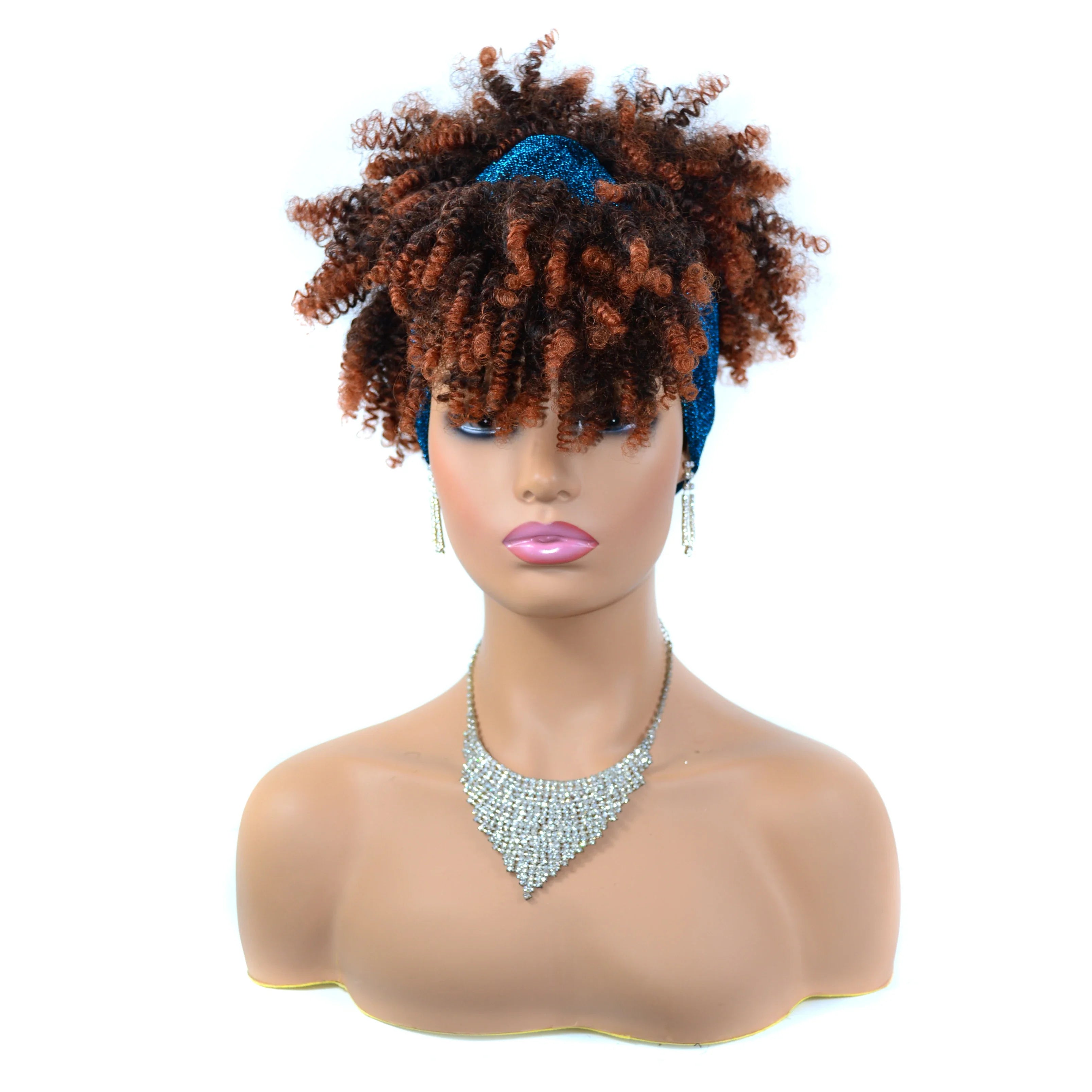 Fluffy Headband Wigs for Black Women Short Afro Kinky Curly Headwrap Wig High Temperature Natural Synthetic Headband Scarf Wig