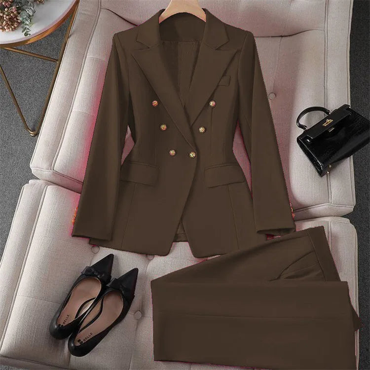 Conjuntos de blazer de manga larga casual y pantalón para mujer, trajes de moda de 2 piezas para mujer, abrigos y chaquetas para oficina