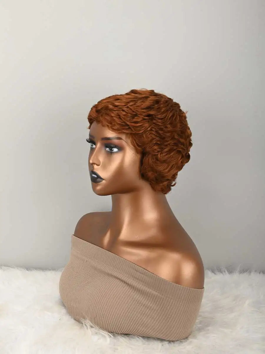 Short Pixie Wigs forWomen Auburn ShortWigs Wig Pixie Cut Wigsfor Short Hair WigLayered for Women Short Red Curly Wigs with Bangs for Women, Natural Wavy Synthetic Hair, Fluffy Pixie Cut, Layered Synthetic Wigs