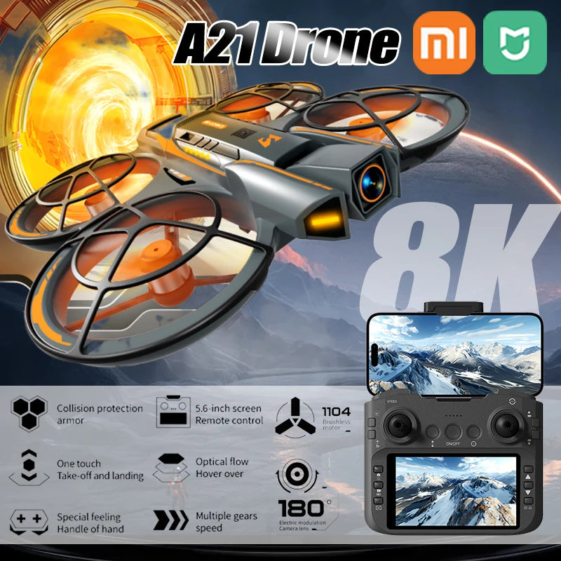 Xiaomi Mijia A21 PRO Drone 8K Professionnel 4K HD Double Caméras avec Écran RC Moteur Brushless Évitement d'Obstacles Quadcopter Jouets
