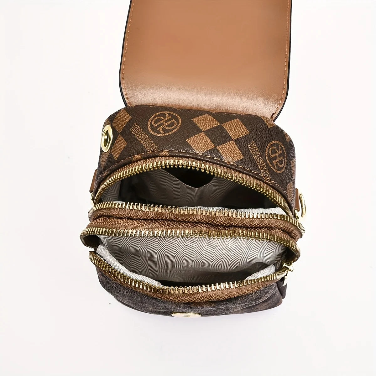 Bolso de hombro a cuadros de PU vintage