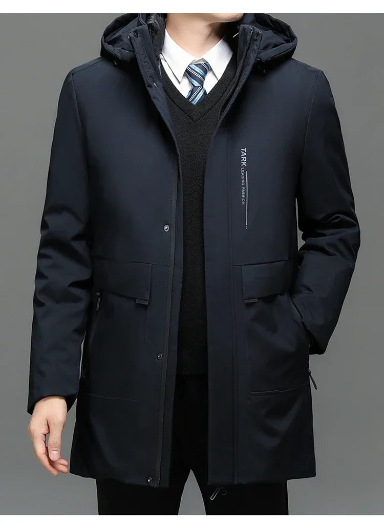 Chaquetas con capucha para hombre, ropa de abrigo informal, parkas largas para hombre, nuevas parkas impermeables y cálidas para otoño e invierno, abrigo tipo parka, 2 PIEZAS Parkas de invierno