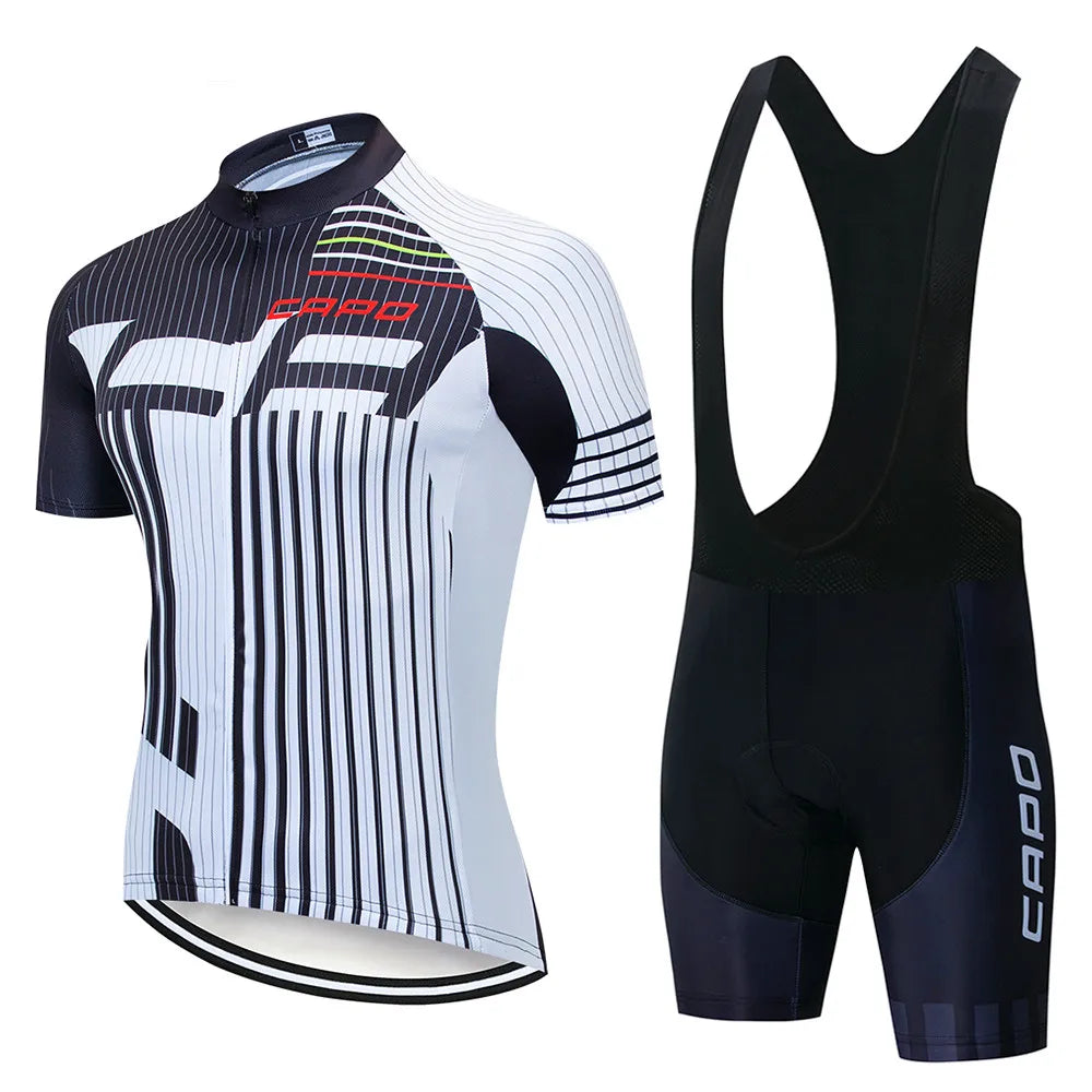 Ropa de Ciclismo Hombre Verano 2025 CAPO Ropa de Hombre Maillot de Ciclismo Bicicleta MTB Deporte Camiseta Profesional Culotte con Tirantes Traje