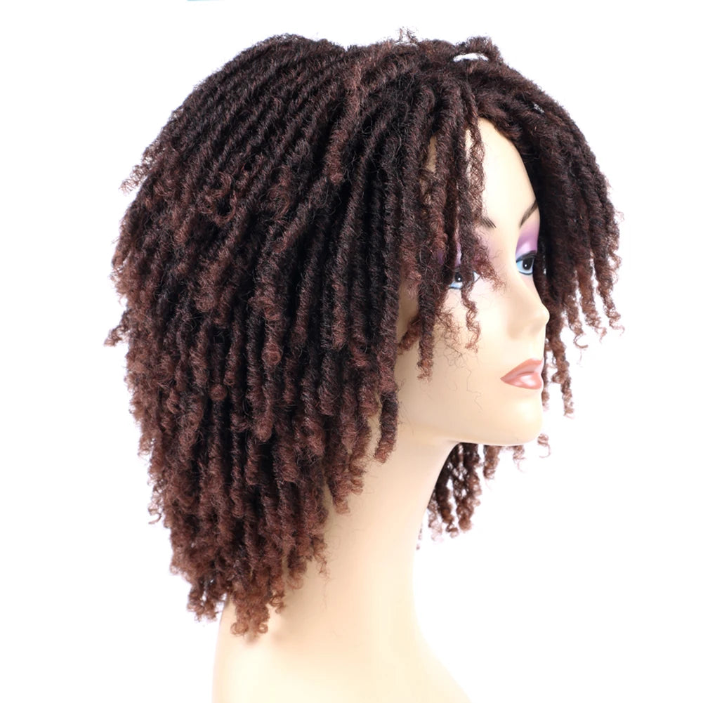 10Inches Braided Wigs Afro Bob Wig Synthetic DreadLock Wigs For Black Woman Short Curly Ends Cosplay Yun Rong Hair