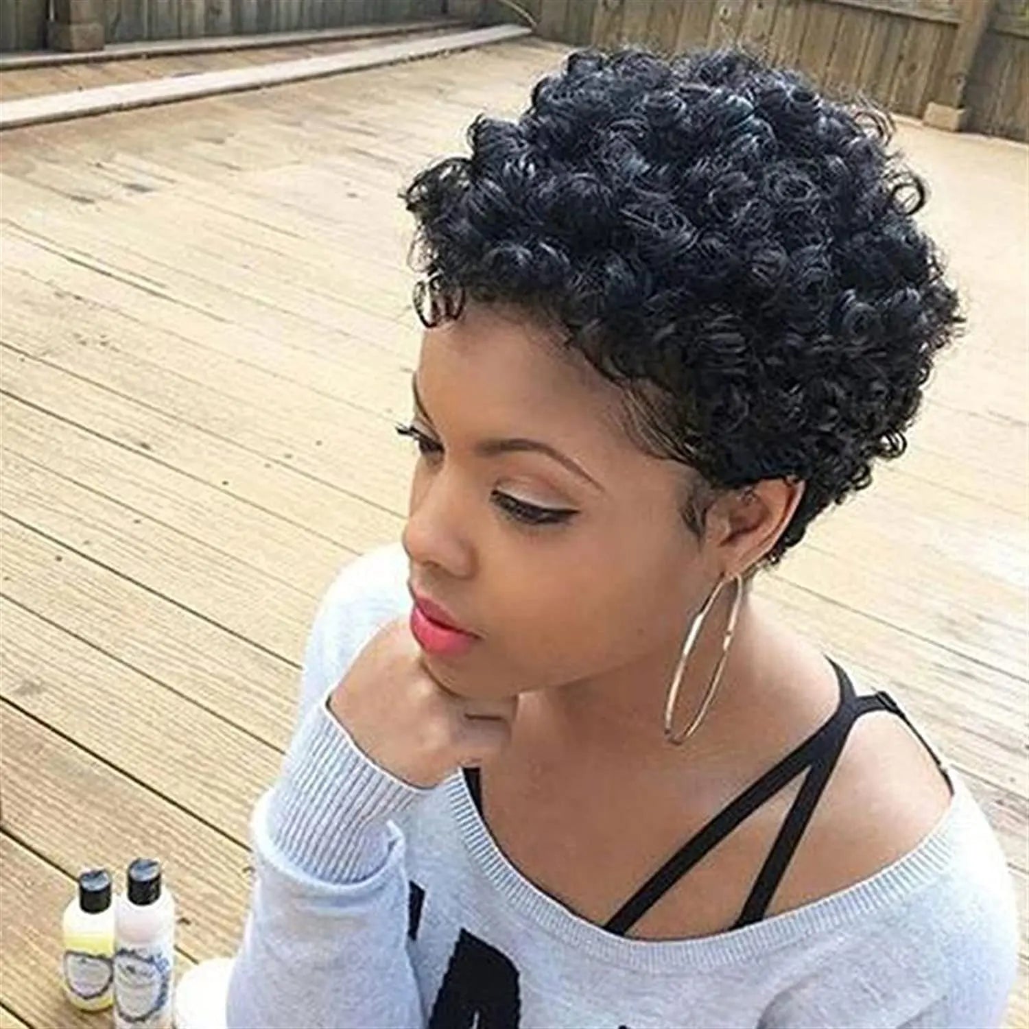 Peluca corta Pixie para mujeres negras, pelucas cortas afro naturales negras Pixie, peluca corta Pixie para mujeres negras África