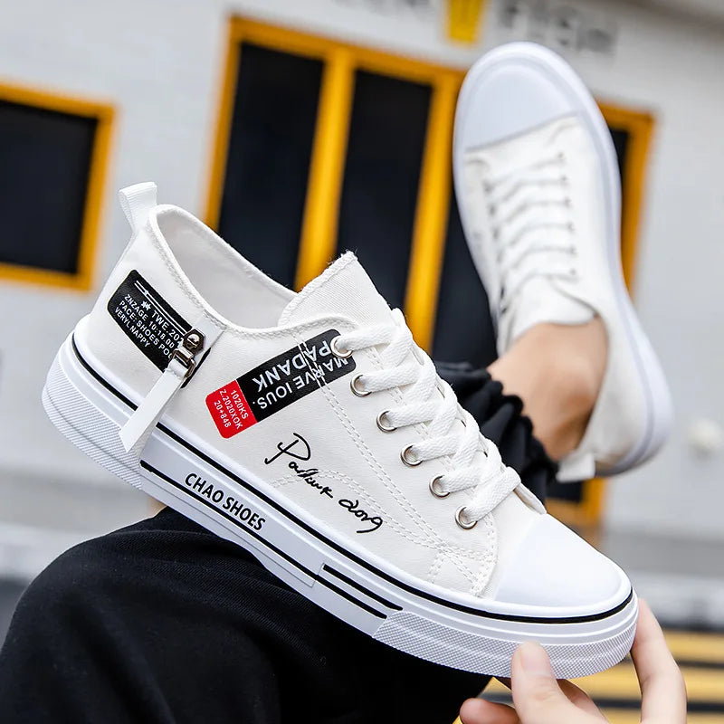 Summer Men's Canvas Sneakers Low-Top Casual Breathable Shoes for Teen Trendy Lightweight Youth Streetwear Comfort Footwear