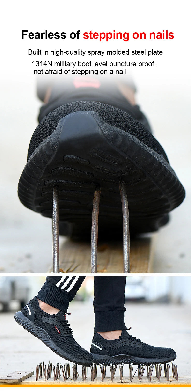 Zapatillas de trabajo con puntera de acero para hombre, zapatos de seguridad a prueba de perforaciones, botas de trabajo, calzado de seguridad indestructible de moda