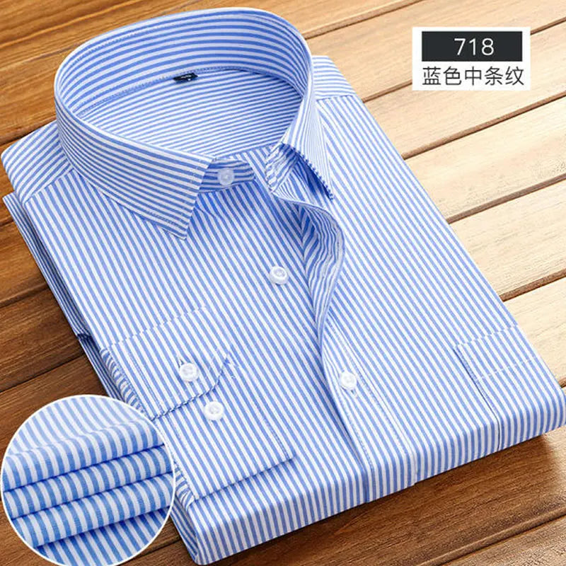 Camisa de manga larga para hombre primavera verano negocios casual algodón sin planchado alta calidad transpirable moda rayas nuevo