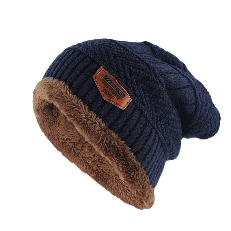 Nuevo gorro de invierno unisex elegante con forro de piel sintética, gorro cálido suave, gorros de invierno gruesos para hombres y mujeres, gorro de punto