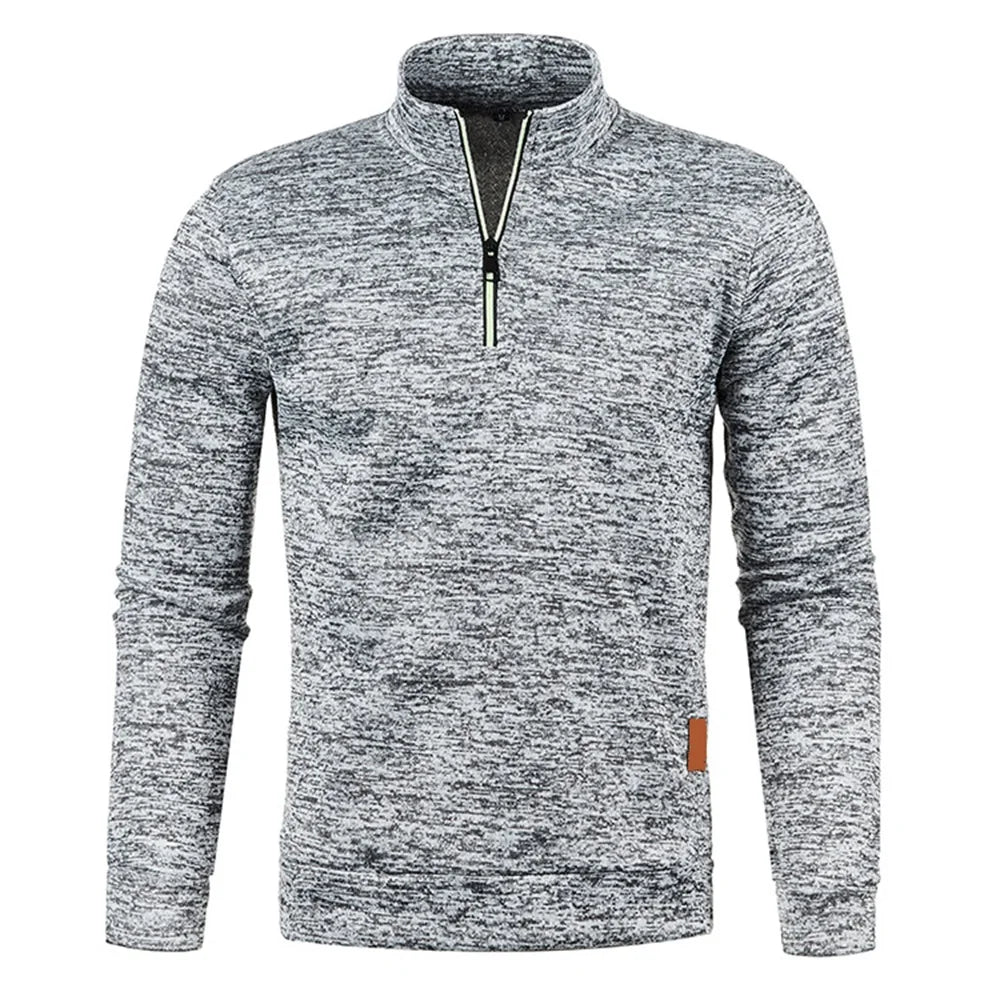 Sudadera de hombre, primavera, más gruesa, tipo pulóver, con media cremallera, para hombre, sudadera con capucha, sudadera de exterior, otoño, color liso, cuello alto