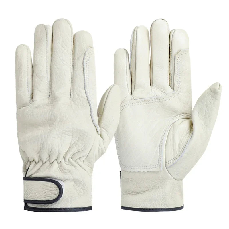 Guantes de trabajo Cuero de vaca Trabajadores Soldadura Protección de seguridad Jardinería Deportes Motocicleta Conductor Guantes resistentes al desgaste