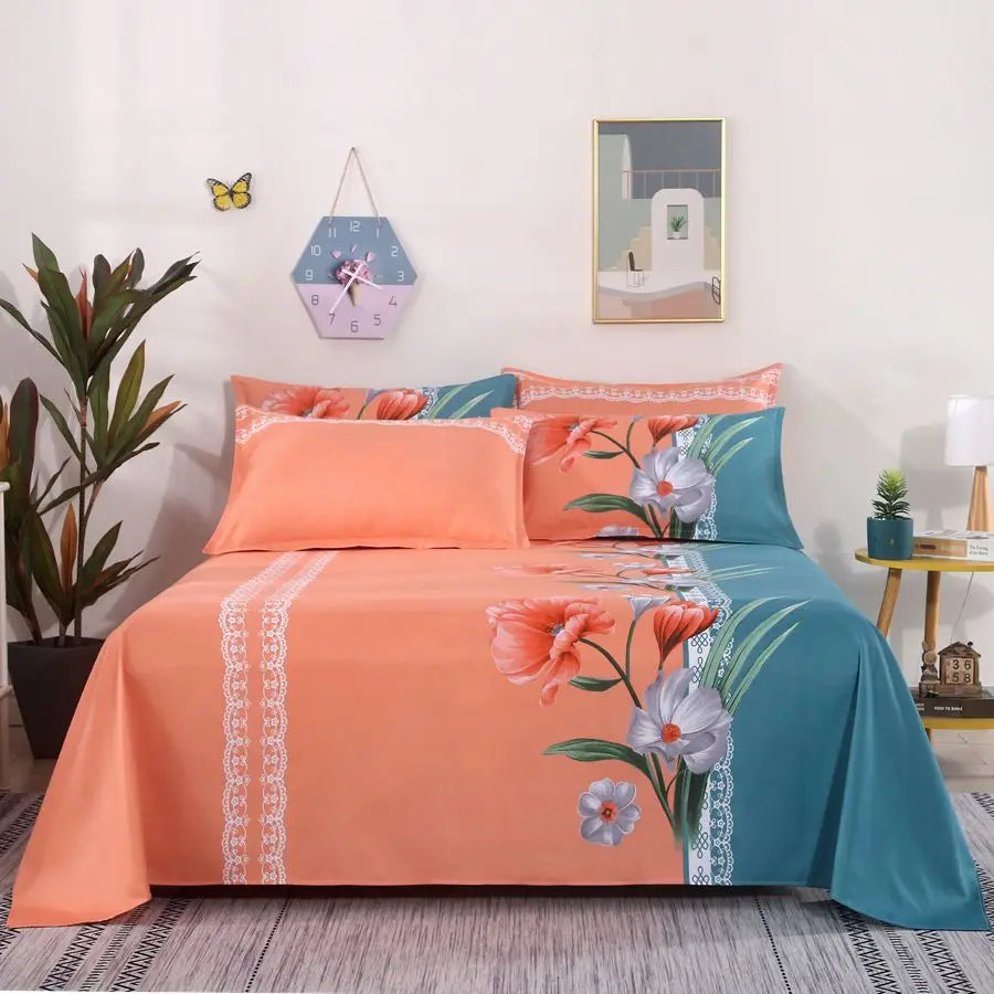1 Sábana Bajera Textil Hogar Moderna Poliéster Algodón Sábanas Planas Ropa de Cama Tamaño Individual Queen King (Sin Fundas de Almohada)