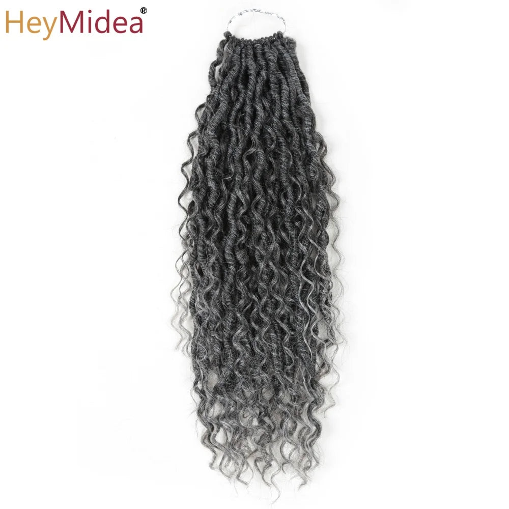 Synthetic Goddess Locs Crochet Hair Braids Curly Faux Locs Braiding Hair Extensions Wig For Women Black Hippie Boho Style