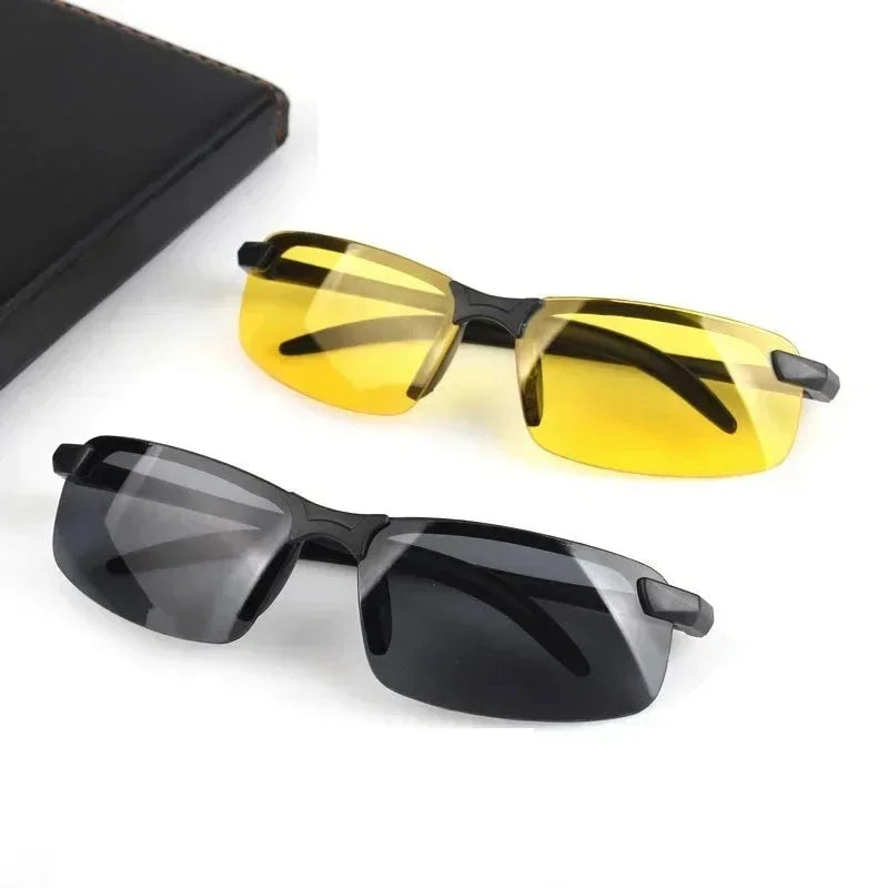 Lunettes de vision nocturne pour hommes, verres jaunes, monture PC, lunettes d'extérieur, pour la conduite nocturne, antireflets