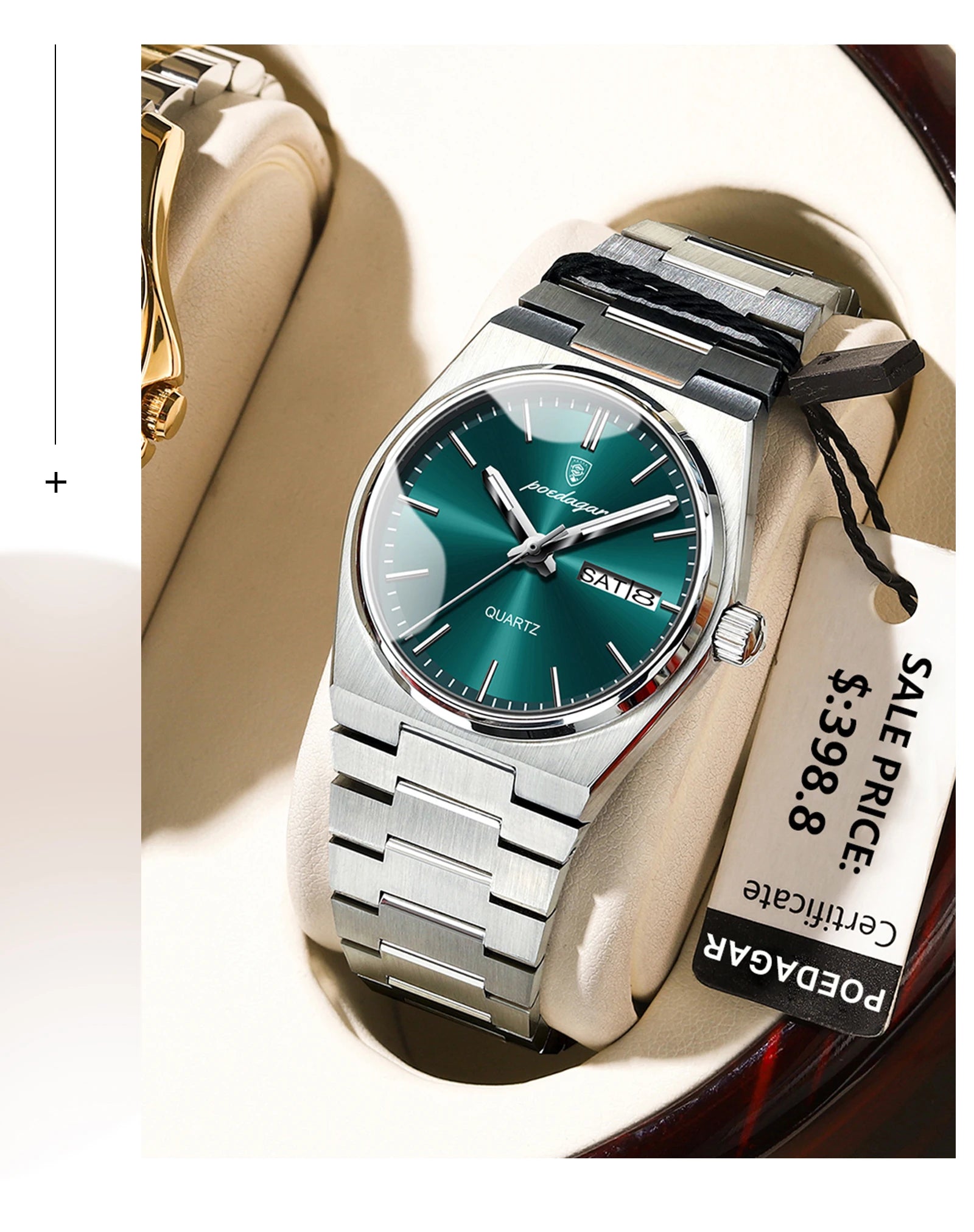 POEDAGAR Relojes Elegantes para Mujer Impermeable Luminoso Fecha Semana Reloj de Cuarzo de Acero Inoxidable para Mujer Reloj de Pulsera de Moda