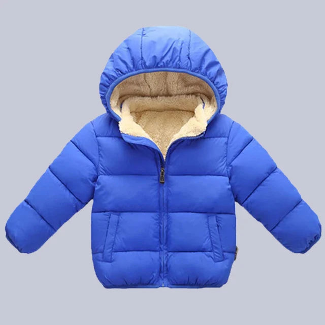 Chaqueta polar de invierno para bebés y niños, abrigos de dibujos animados para niños, chaquetas de plumón cálidas con capucha para otoño, ropa de abrigo cálida de felpa para niñas