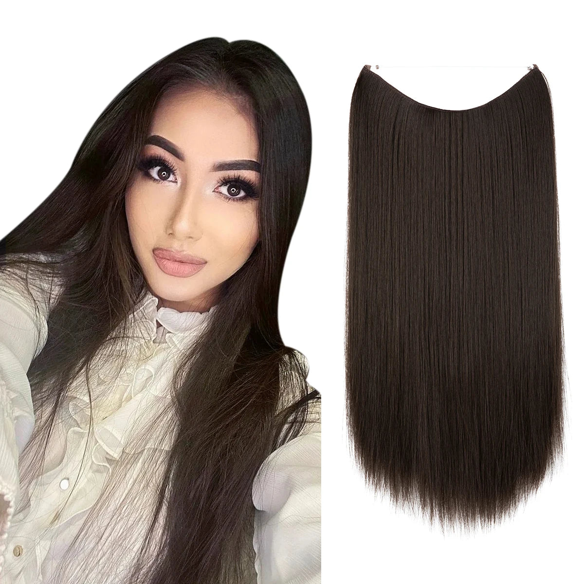 Extensiones de pelo liso con hilo invisible