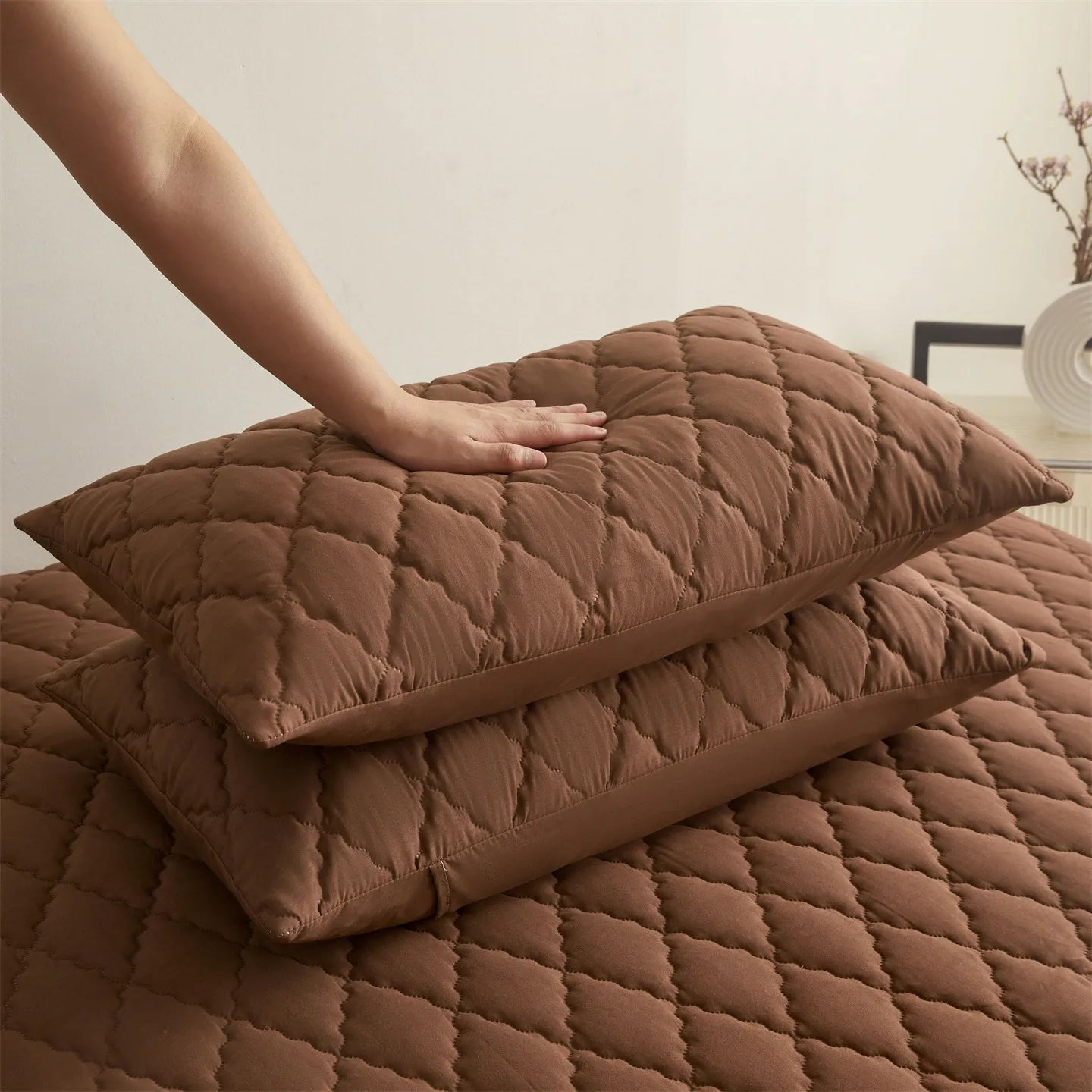 2 stk. vanntette putetrekk, myke, pustende putetrekk til sengbeskytter, 50x75cm, grå/blå/grønn/rød